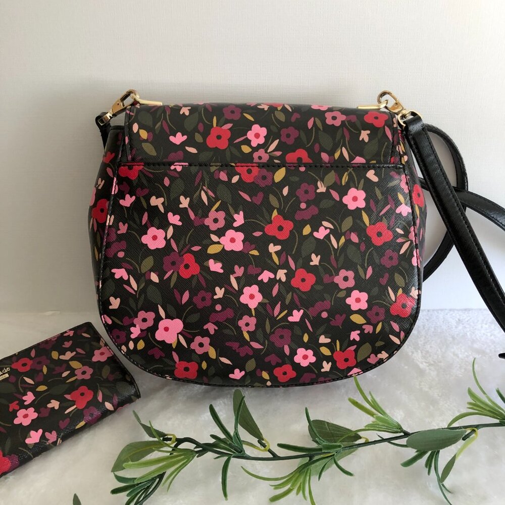 Kate Spade Floral Crossbody Bag and Wallet - Black and Pink - Picture 2 of 15